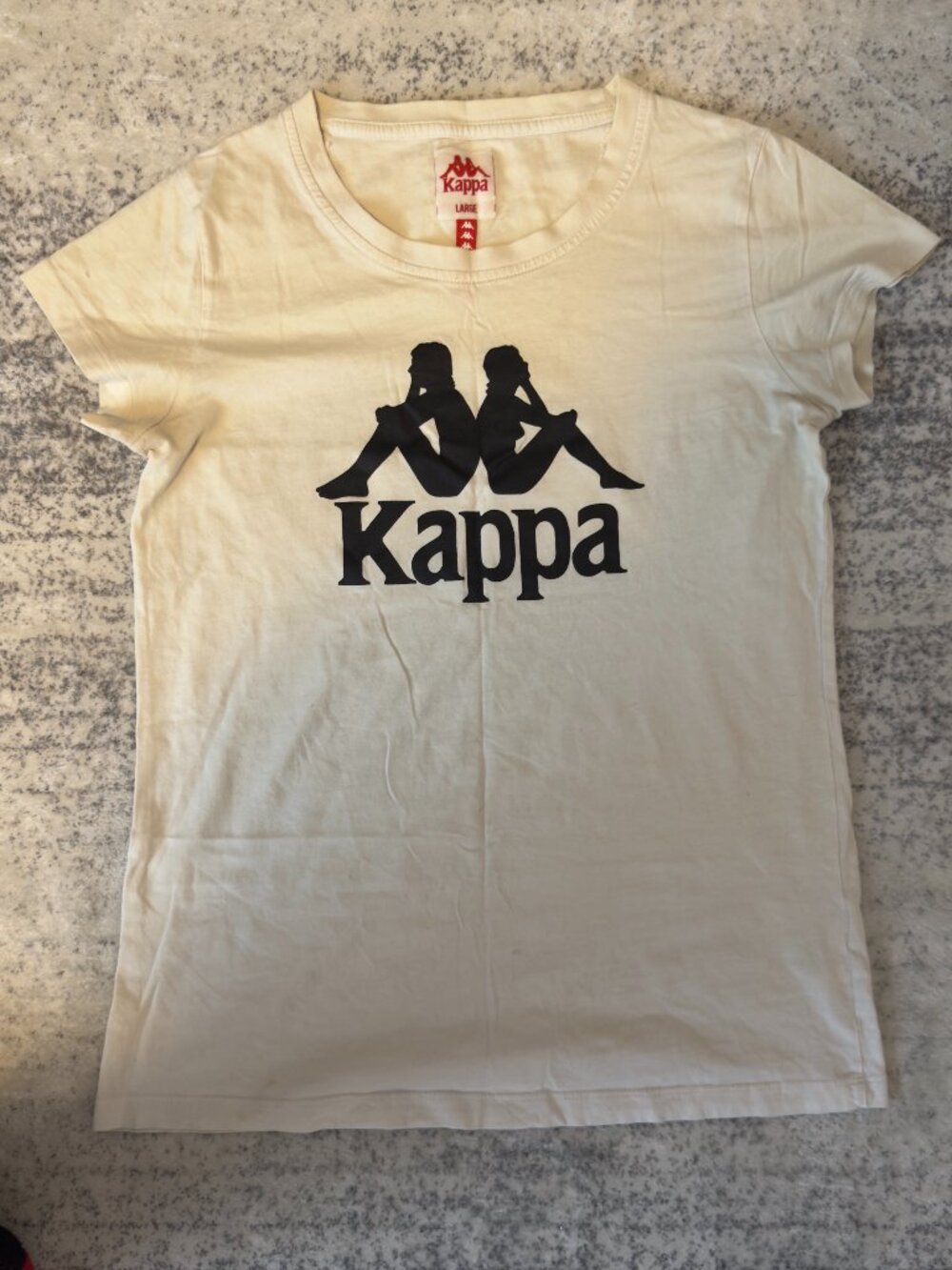Kappa White Logo T-Shirt – Size L (Fits Like Small)